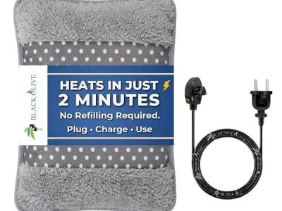 Hot Water Bag BLACK OLIVE® Heating Gel Bag For Pain Relief Electric Hot Pack Heat Pad Electric Heating Pad For Menstrual, Period Cramps, Back & Muscle Pain Men & Women With Chargin