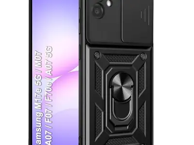 TheGiftKart Tough Armor Bumper Back Cover Case for Samsung Galaxy M17e 5G / M07 / A07 / F07 / F70e / A07 5G |Kickstand & Ring Holder | 360 Degree Protection (PC & TPU, Sliding Came