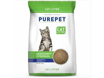 Purepet Cat Litter for All Breeds 5kg | Lavender Fragrance | Pet Friendly | Litter Tray Refill