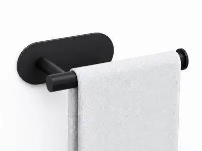MIORAH Self Adhesive Aluminum Hand Towel Holder in Bathroom | Wall Mounted Towel Hanger for Wash Basin & Bathroom Towel Hanger for Wall | Black