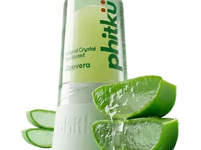 Phitku Crystal Roll On with Aloe Vera | Natural Alum | Brightens Dark Underarms, Kills Bacteria | Fragrance-Free & Alcohol Free | Men & Women | 100g