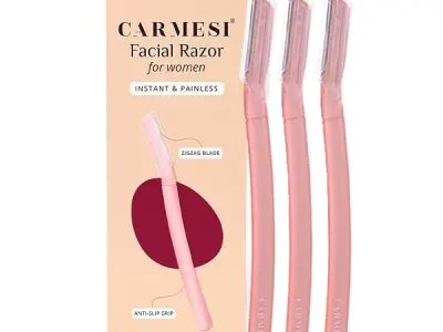 Carmesi Reusable Face Razor for Women Facial Hair- 3 Razors | Instant & Painless Hair Removal | For Eyebrows, Upper Lip, Forehead, Peach Fuzz, Chin and Sideburns | Dermaplaning Too