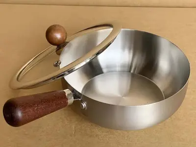 Stainless Steel Saucepan with Glass Lid 600 ML | Small Cooking Pot with Wooden Handle | Compact Milk Pan for Tea, Milk, Sauce, Gravy & Noodles | Small Kitchen Cookware