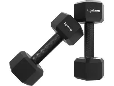 Lifelong PVC Hex Dumbbells, Pack of 2 (2kg each)