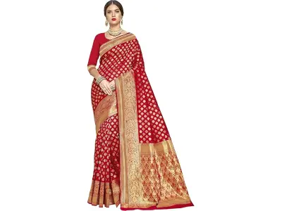 Glory Sarees Women's Woven Pure Soft Kanjivaram Silk Saree Banarasi Style With Blouse Piece for