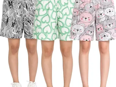 TotzTouch Shorts for Kids Girls Pack of 3 | Summer Cotton Shorts| Kids Casual Cycling Shorts