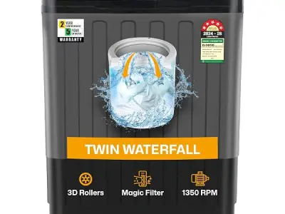 VW Visio World 7.5 kg 5 Star Aqua Spin Semi Automatic Top Load Washing Machine Aqua-Spin0075P (Black)