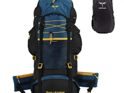 Impulse rucksack bags 75 litres travel bag for men tourist bag for travel backpack for hiking trekking Bag for men camping thames blue bag with 1 Year Warranty