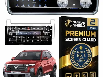 Spartan Shield [2 PACK] Screen Guard For HYUNDAI CRETA 2026 [ 2024 - Running] | 10.25 Inch Dual-Screen Infotainment & Instrument Cluster + AC Console Protector | SX, SX(O), SX Tech