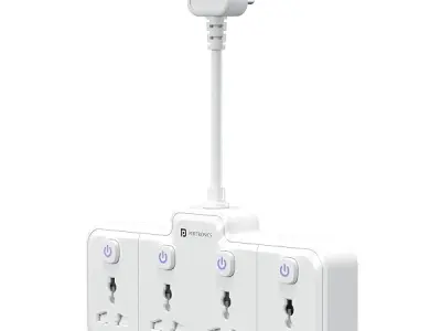 Portronics 2500W Power Plate Pro 4-in-1 Power Extender with 4 Universal Sockets, Individual Switches, 180° Flexible Cord, Child Safety Shutters, for Home, Office, Laptops, Mobiles