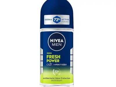 NIVEA Men Fresh Power Underarm Roll-On Deodorant|72 H Long Lasting Freshness|Fights Bacteria And Body Odour|Fresh Musk Fragrance|0% Alcohol|Dermatologically Approved & Paraben Free