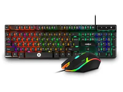 FRONTECH Wired Gaming Combo Keyboard and Optical Mouse, KB-0040, Black | RGB Backlight Effects, 104 Membrane Keys, USB Plug & Play, Ergonomic & Comfortable Design