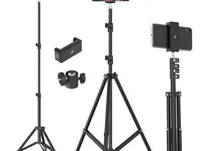 Tygot Lightweight & Portable 7 Feet (84 Inch) Long Tripod Stand with Adjustable Mobile Clip Holder for All Mobiles & Cameras (Black)