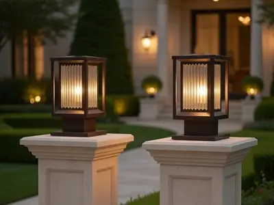 Weldecor Outdoor Waterproof Gate Lights Pillar Light for Main Gate Compound Wall Boundary Garden Home Entrance Decorative LED compitable Post Lamp Antique Bronze (Pack of 2)
