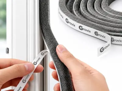 GROVIX 10 Meter Window Sealing Strip for Gap | Weather Stripping Door Seal | Self Adhesive Soundproof for Windows | Windproof, Dustproof Door Window Frame Seal Brush (Grey) Wool