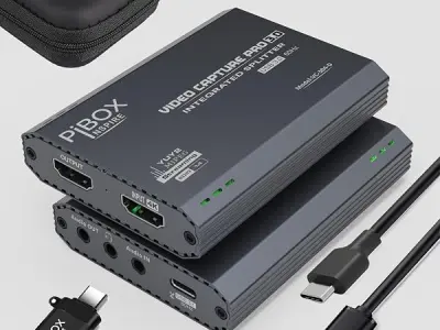 PiBox India 4K HDMI Video Capture Card Device PRO for Streaming, Full HD 1080P 60FPS, 4K USB3.0 HDMI to USBC, Mic, Audio in Out, 1080P60 Gaming Live Streaming