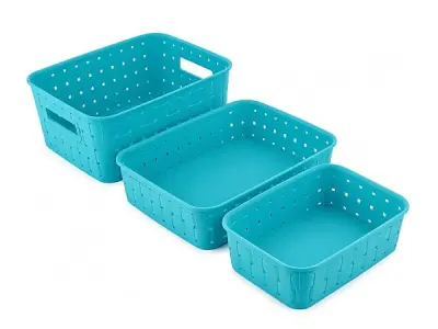Sulfar Multipurpose Large Storage Baskets | Versatile Use for Organizing Fruits, Vegetables, Magazines, or Cosmetics | Set of 3, Durable, Multicolor