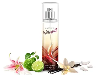 Layer'r Wottagirl Vanilla Twist Body Splash for Women 135ml | Long-lasting body splash with creamy coconut, lily & vanilla notes. Ideal for everyday freshness and daily wear.