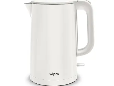 wipro ABS Elato BK210 Cool Touch Double Layer Electric Kettle, 1.5 Litres, Anti-Rust Shield, Super Fast Heating, 3X Protection-Overheating, Dry Boil & Auto Shut-Off,1000 Watts, 2 Y