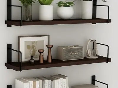 FireBees Wooden Wall Shelf for Books | Wall Mounted Bookshelf for Living Room & Bedroom | Floating Wall Bookshelf | Book Shelf Wooden Wall Mounted | Decorative Wall Shelf Rack (Bro