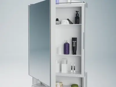 Happer Plastic Premium Multipurpose Wall Mounted Storage Cabinet with Mirror, Prime Look (White)