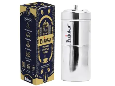 PAJAKA South Indian Filter Coffee Maker - 200 ML Capacity, Stainless Steel Madras Kaapi Kappi Drip Decoction Coffee Brewer, Medium Size for 2-4 Cups, Home & Kitchen