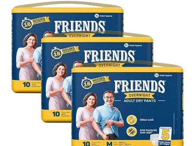Friends Overnight Adult Diaper M Size Pants | 30 Count (Medium) | Waist 25 – 48 inch | 16 Hrs Protection | Leakproof | Quick & Even Absorption | Unisex | Anti-Rash | Odour Lock | S