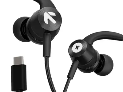 GOBOULT X1 Pro Wired Earphones Type-C Port, 10mm BassDriver, Inline Control, IPX5 Water Resistant, Comfort Fit Earphone Wired Headphone with mic,TypeC Earphone, Voice Assistant Bla
