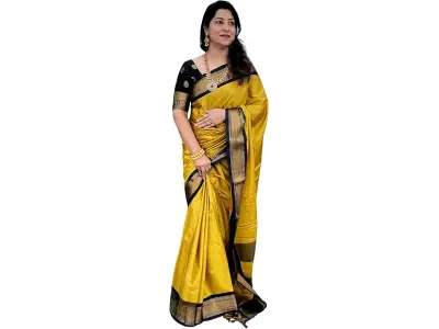 SGF11 Women's Kanjivaram Soft Lichi Silk Saree With Blouse Piece