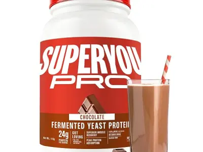 Superyou Pro Fermented Yeast Protein Isolate Chocolate 1kg | 24g Protein/Serve | Vegan, No Bloat, Heat-Stable | Easy to Digest | Gut Friendly | PDCAAS of 1