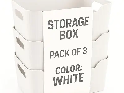 Zuku Storage Box Basket for Storage Plastic Organiser for Storage Bathroom Storage Box Small Plastic Organiser Bathroom Basket Boxes for Toys,Cosmetic,Accessory (White,3Pcs)