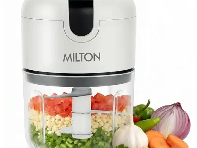 MILTON 6-in-1 Rechargeable Mini Electric Chopper I Unbreakable Food Grade Material I Stainless Steel Blade I Powerful Motor I Perfect to Chop, Mince, Cut, Dice, Whisk, Blend, Grey
