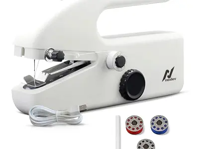 Nexlev Portable Sewing Machine| 2 Speed Settings| Cordless| Battery operated| USB Type C cord for Plug-in| Quick Fix DIY|Portable & Compact| for all Fabrics| 1 Year Warranty| White