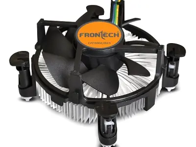 FRONTECH 775/1155 CPU Cooling Fan with Universal Socket & Heat Sink for Better Air Circulation, Super Silent, De-Vibrating, HS Sunflower Design, (CPF-0002, Black)