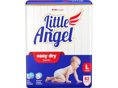 Little Angel Baby Easy Dry Diaper Pants With 12 Hrs Absorption Large Size, 9-14 Kgs - L (62 Pie