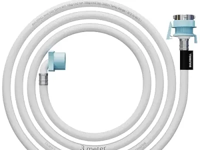 BUILDSKILL 3 Meter Fully Automatic Washing Machine Inlet Pipe With Universal Tap Adaptor Connector | Burst Proof and Anti Kink | Hot & Cold Water Washing Machine Pipe Inlet | Press
