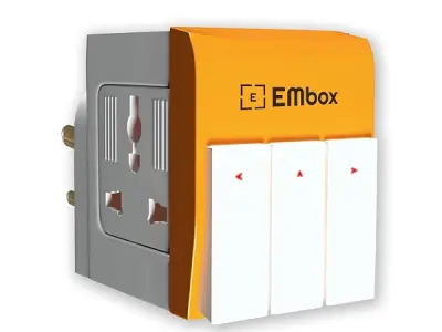 EMBOX 3 Pin Multi Plug Adapter with Individual Switch 3 Pin Plug Socket Safety Shutter Spike Buster Fuse Protected Adapter 3 Way Plug Extension for Home Office Travel-5A-250V, Pack