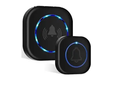 Nik Case Wireless Doorbell for Home and Office | 1 Year Warranty | Long Range 150m (500ft) | 4 Volume Levels & Multiple Chimes | Waterproof Door Bell Remote Calling Bell (Black)