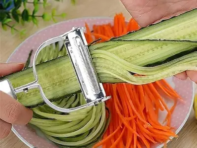 SR 2 in 1 Stainless Steel Julienne Vegetable Peeler Multi-Functional Fruit & Veggie Shredder Slicer and Grater for Potatoes, Carrots, Cucumbers