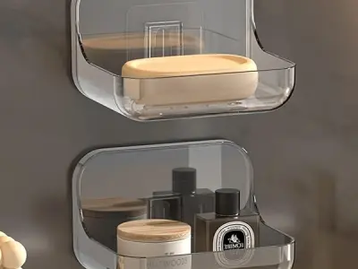Xmart India Self-Adhesive Soap Holder for Bathroom | Transparent Plastic Soap Stand with Self-Draining Design | bathroom organiser without drill & Bathroom Organizer Accessories Se