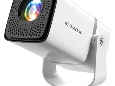 E GATE Atom 3X Projector 4k Ultra HD Full HD 1080p Native Automatic Home Projector for Room | 300 ISO | Rotatable Design | Android Netflix Prime | ARC-HDMI USB WiFi-6 BT Screen Mir