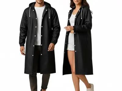 HACER EVA Rain Poncho rain coat for Men & Women, Lightweight Waterproof Raincoat with Hood, Adjustable Drawstring & Snap Button Closure, Reusable Outdoor Rainwear for Boys & Girls