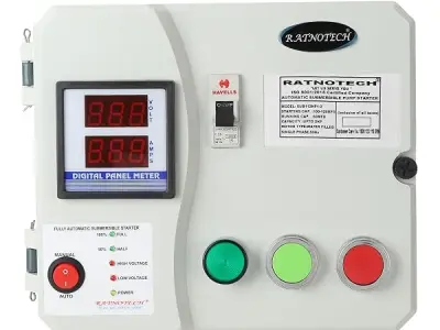 RATNOTECH Fully Automatic Submersible Pump Starter with Water Level Controller upto 2HP| Digital LED Display |Over & Under Voltage Protection |Auto-Manual Mode| Borewell & Submersi