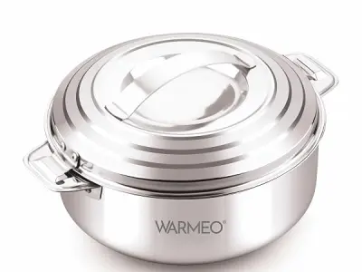 WARMEO Linea Premium Insulated Stainless Steel Casseroles | Easy to Carry Hot Boxes for Kitchen | Hot Food, Easy to Store | Silver | 2000ml