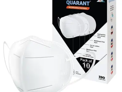 QUARANT N95 Anti Pollution Face Mask with Nose Clip, White | Individually Packed FFP2 Masks, ISO Certified with 5 Layers of Protection for Men & Women