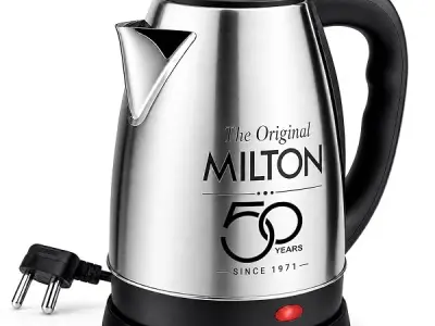 Milton Appliances Go Electric Kettle 1.8 Litre I 3X Protection - Dry Boil, Auto Shut Off, Overheat I 1350 Watt I Super Fast Boiling I Stainless Steel I 360° Power Base I 1 Year War