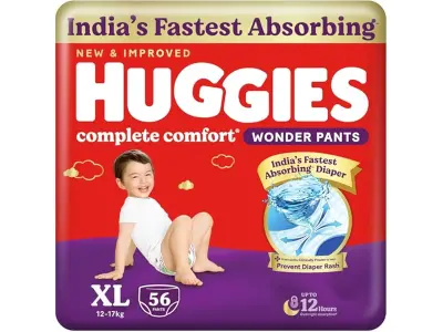 Huggies Complete Comfort Wonder Pants | Pant Style Baby Diapers Extra Large Size (XL), 56 Count