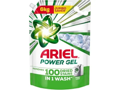 Ariel Power Gel Liquid Detergent for Front Load – 6kg | Removes 100 Dried Stains in 1 Wash | Fa