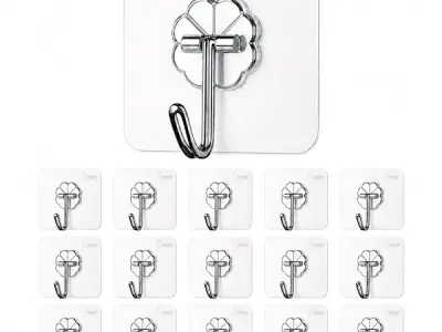 Misamo Enterprise PVC Wall Hooks, Pack of 15, Transparent