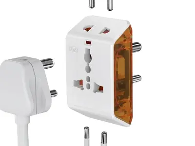 GM 6AMP 3-Pin Multiplug Travel Adapter with Universal Socket | Supports 2-Pin & 3-Pin Plugs | Multiple Charging Ports | Charge Smartphones, Laptops & Other Devices | Compact & Reli
